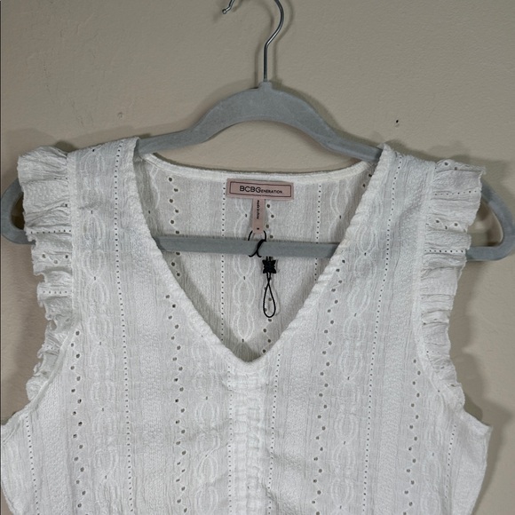 BCBGMaxAzria White Eyelet Ruffle Blouse - Picture 2 of 7